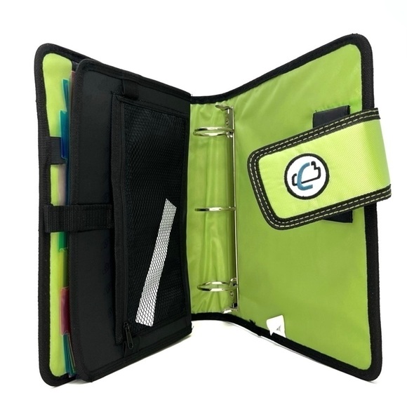 Case-It “The Open Tab” 2” Three Ring Binder Blue with Green Polka Dots New NWT - Picture 3 of 6